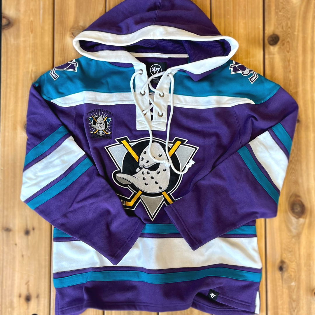 Anaheim Mighty Ducks NHL Retro Freeze Superior Lacer Hoody Third Jersey Mark