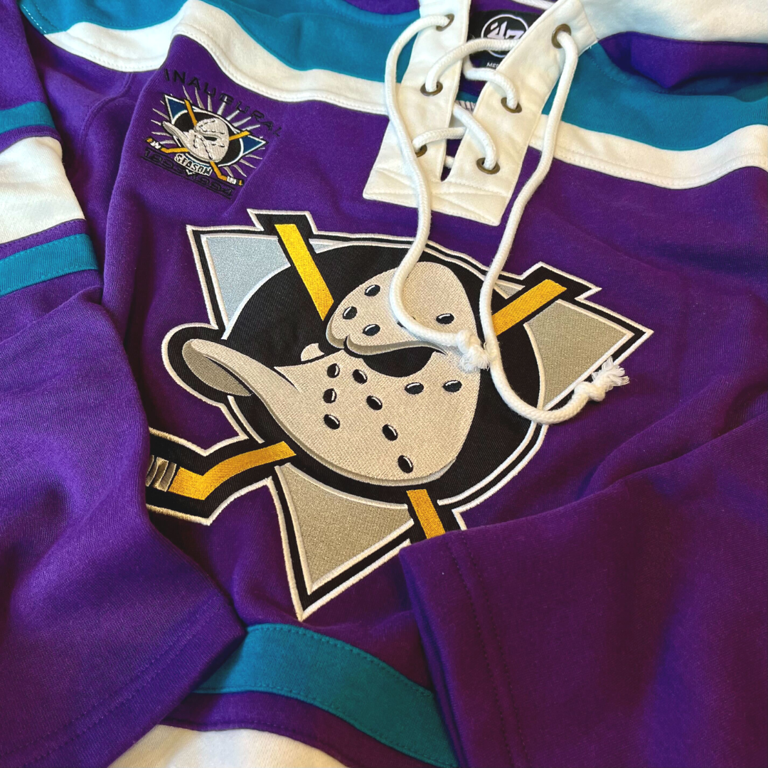 Anaheim Mighty Ducks NHL Retro Hockey Jersey Hoody – The Anaheim Mighty Ducks NHL Retro Hockey Jersey Hoody – The