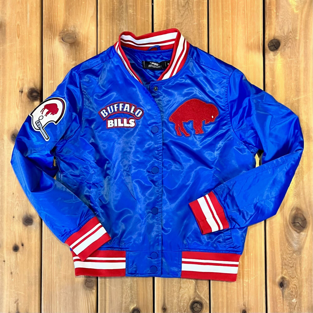 Buffalo Bills NFL Retro Classic Rib Women's Satin Jacket (Blue