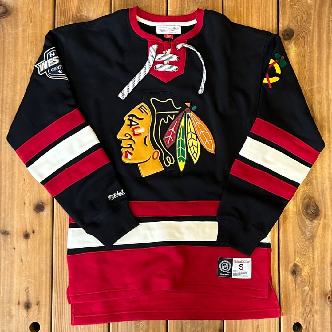Chicago Blackhawks Lace Up Vintage Jersey Sweater The Sport Gallery
