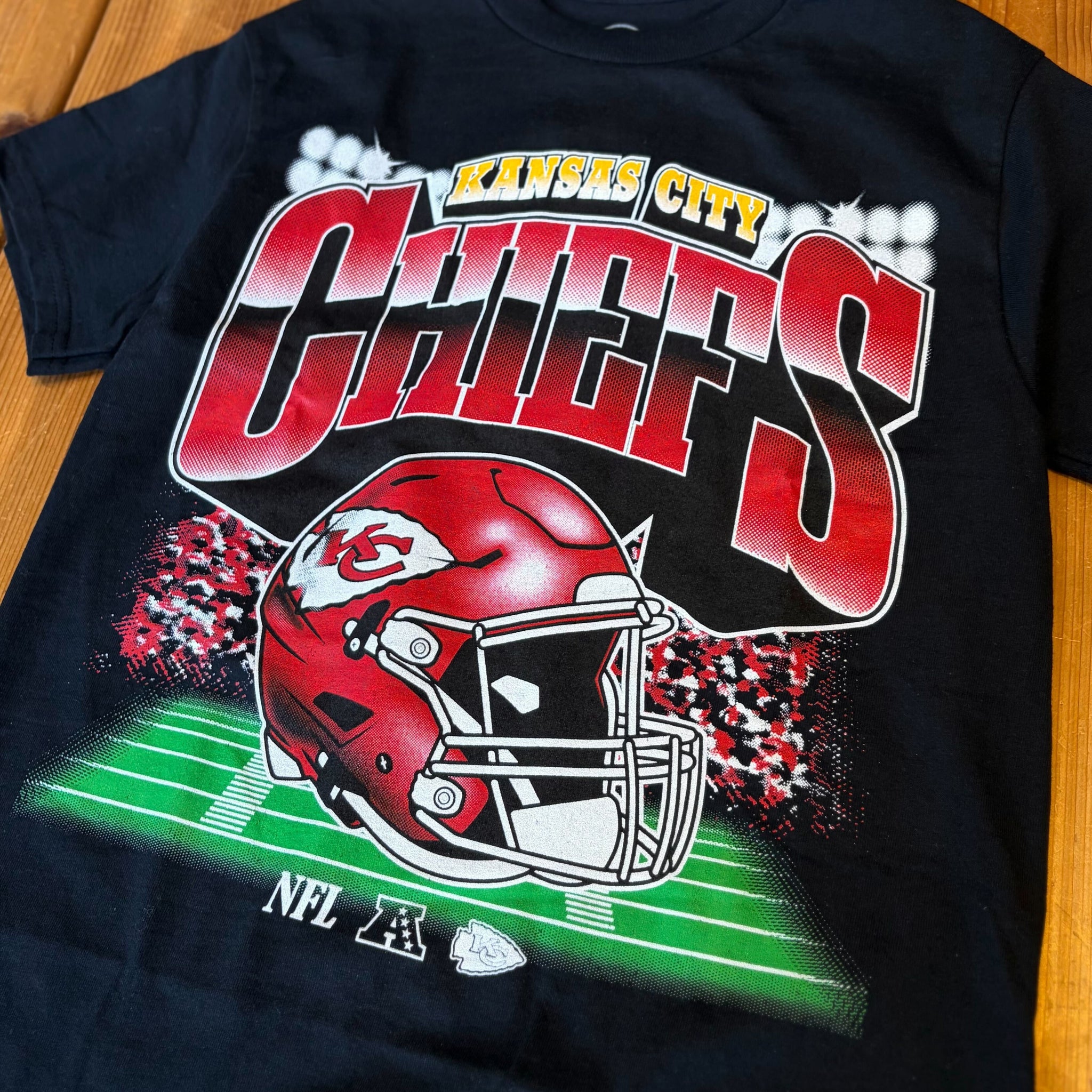 kansas city chiefs football gear Adult Kansas City Chiefs '47 Brand Black Blindside Franklin T Shirt