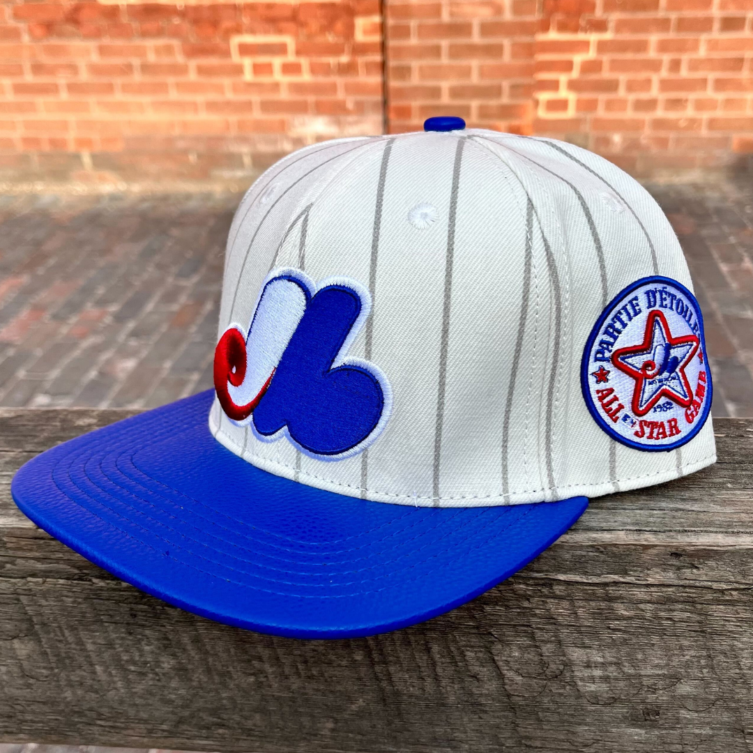 Montreal Expos MLB Pinstripe Retro Wool Strapback Hat (Eggshell