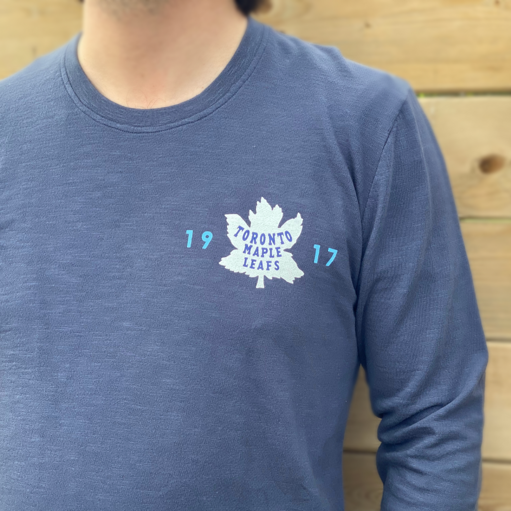Men's Starter Navy Toronto Maple Leafs Arch City Theme Graphic Long Sleeve T-Shirt Size: Large