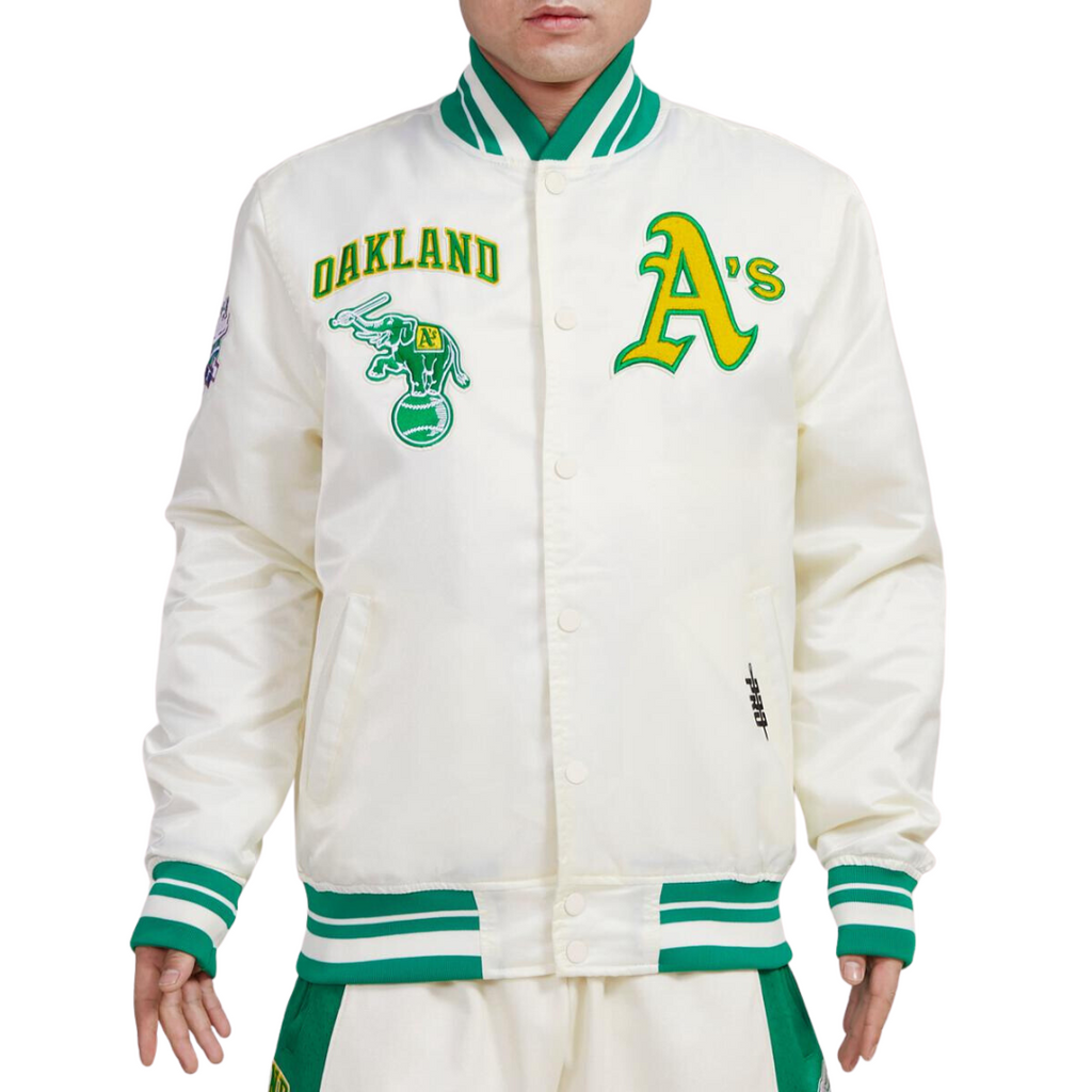Oakland Athletics Retro Classic Satin Varsity Jacket (Cream) – The