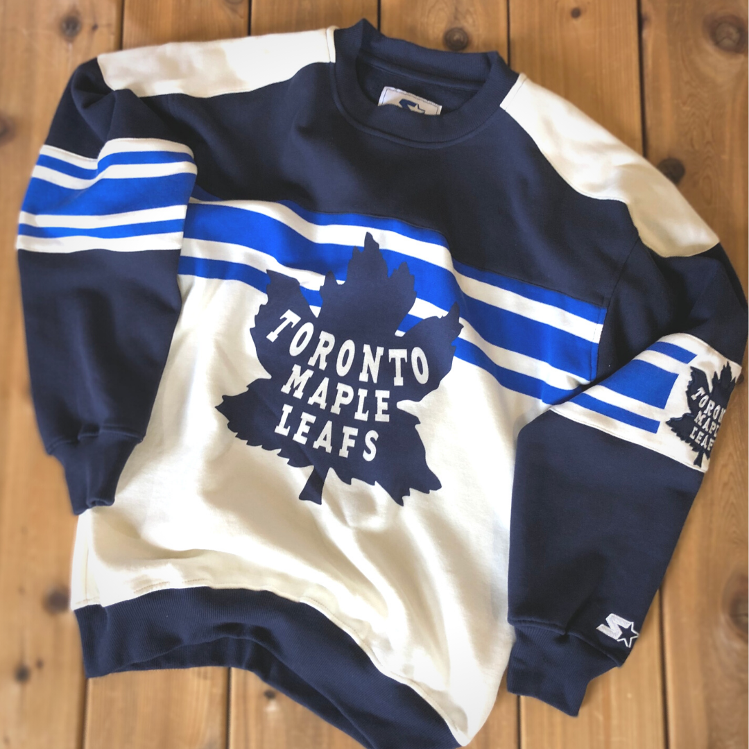 Men's Vintage CCM Toronto Maple Leafs NHL Home Blue White Jersey Sweater Sz  S